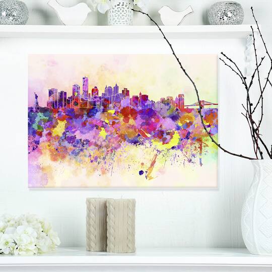 Designart - Purple New York Skyline